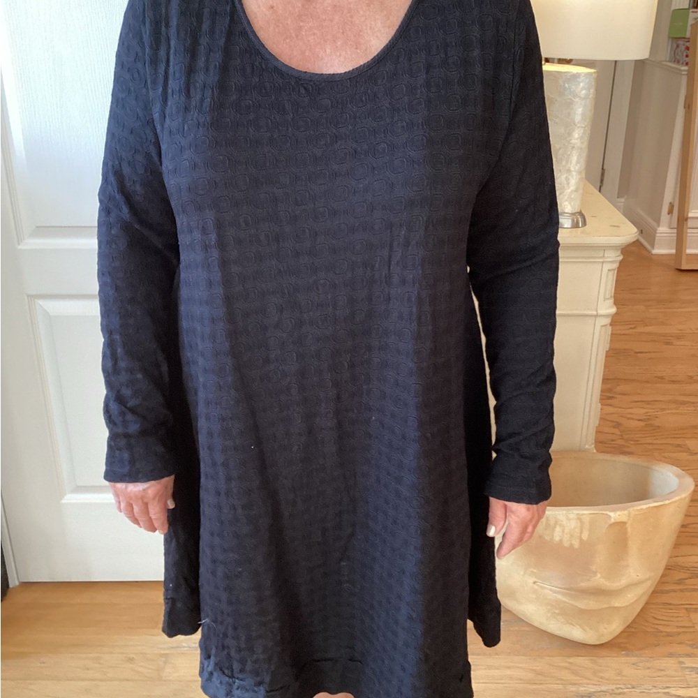 Banana Blue black Textured Long Sleeve Dress